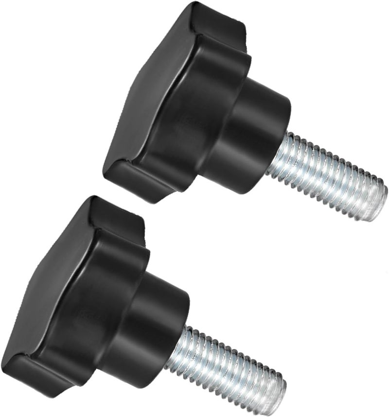CoCud Star Clamping Knobs, M12 x 35mm Male Thread 47mm Head, Plastic Thumb Screw Grip Hand Knobs Threaded Bolt Black - (Applications: for Lathe Machinery), 2-Pieces - Image 1